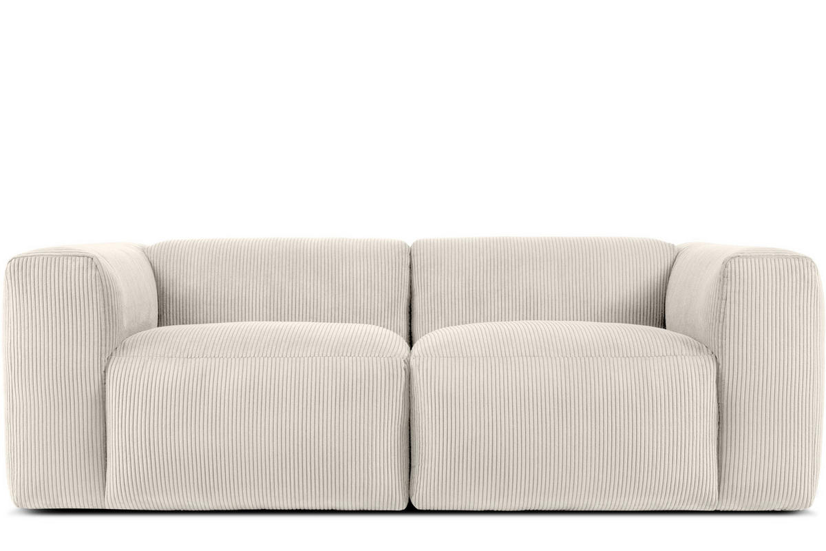 2-SITZER-MODULSOFA BUFFO mit extrem weicher und bequemer Sitzfläche, Kordstoff, cremefarben - Creme, Textil (210/73/96cm) - KONSIMO®