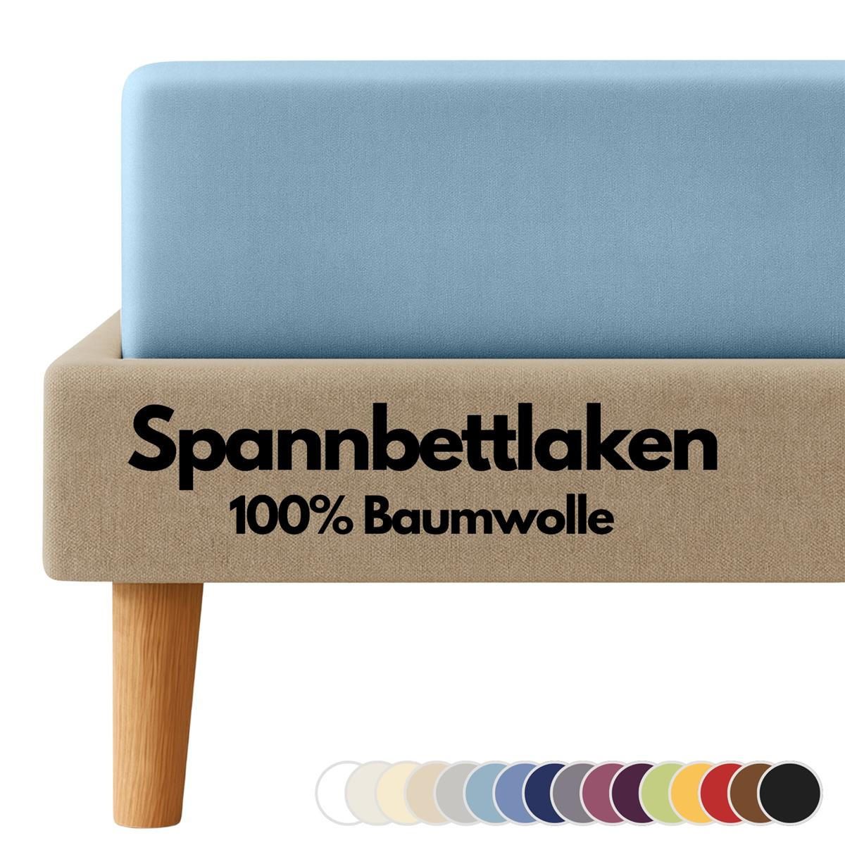 JERSEY-SPANNBETTLAKEN 90x200 - 100x200 cm, Bettlaken aus 100% Baumwolle mit Rundum-Gummizug, Spannbetttuch Taubenblau - Blaugrau, Textil (100/200cm) - Carpe Sonno