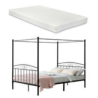 HIMMELBETT Lahti mit Matratze - Schwarz, Textil/Metall (180/200cm) - [en.casa]