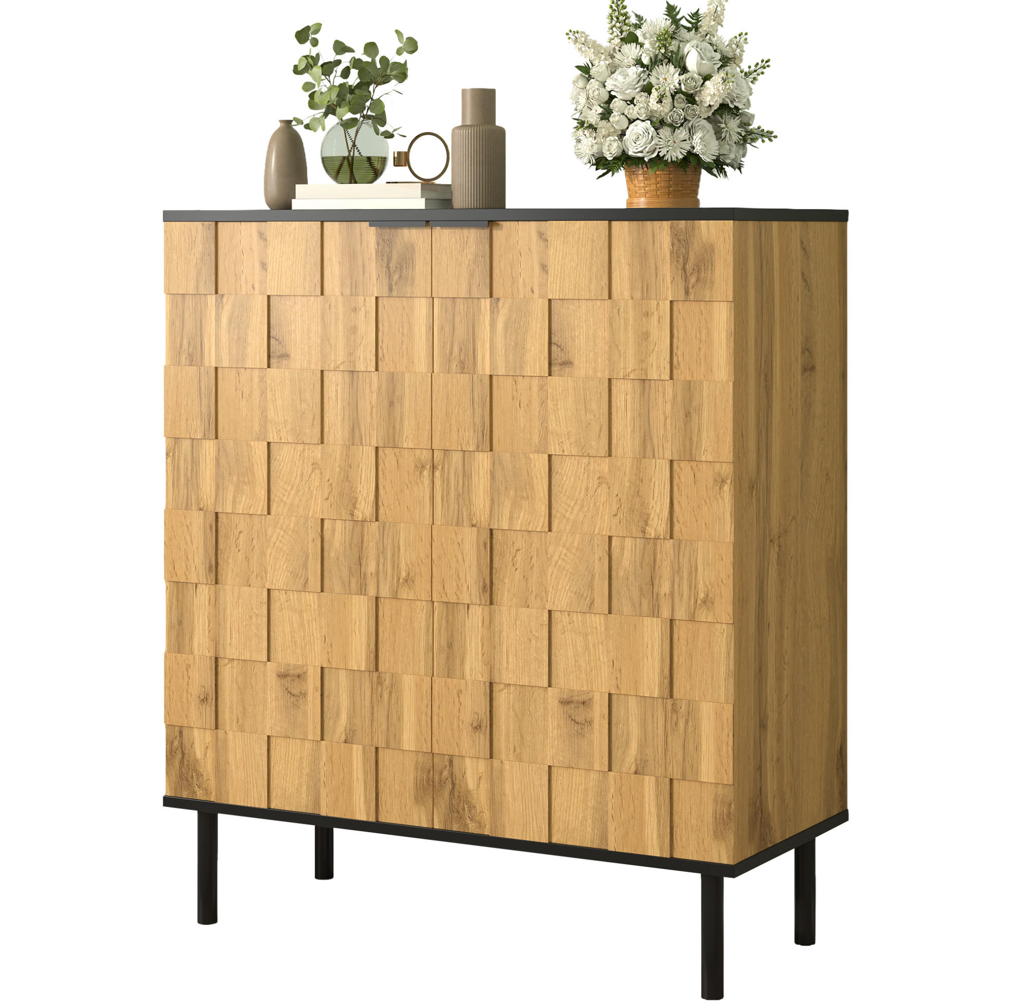 SCHUHSCHRANK 80/35/91,5 cm in Natur mit 2 Türen und verstellbaren Fächern - Naturfarben, Holzwerkstoff (80/91/35cm) - Flora Grace