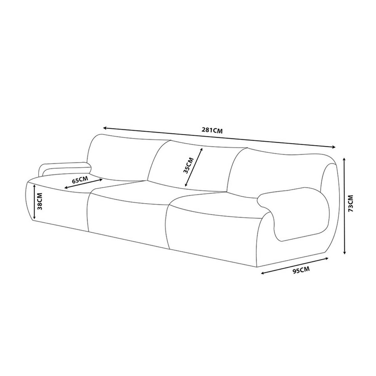 3-SITZER-SOFA Bouclé-Stoff Steinbeige - Greige, Textil (281/73/95cm) - MILYsofa