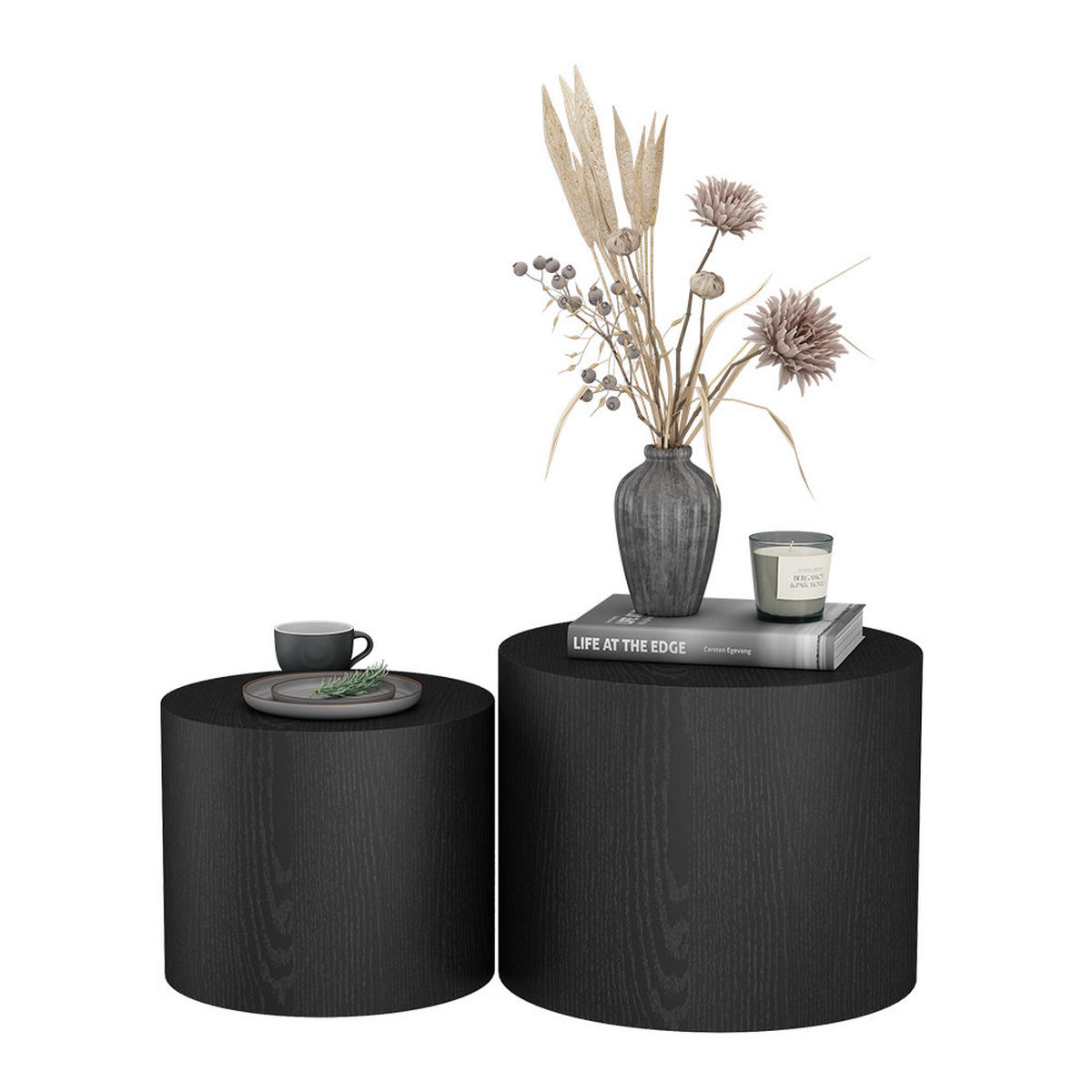 COUCHTISCH-SET Giva Schwarz 48 x 48 cm - Schwarz, Holzwerkstoff (48/48/38cm) - Vicco