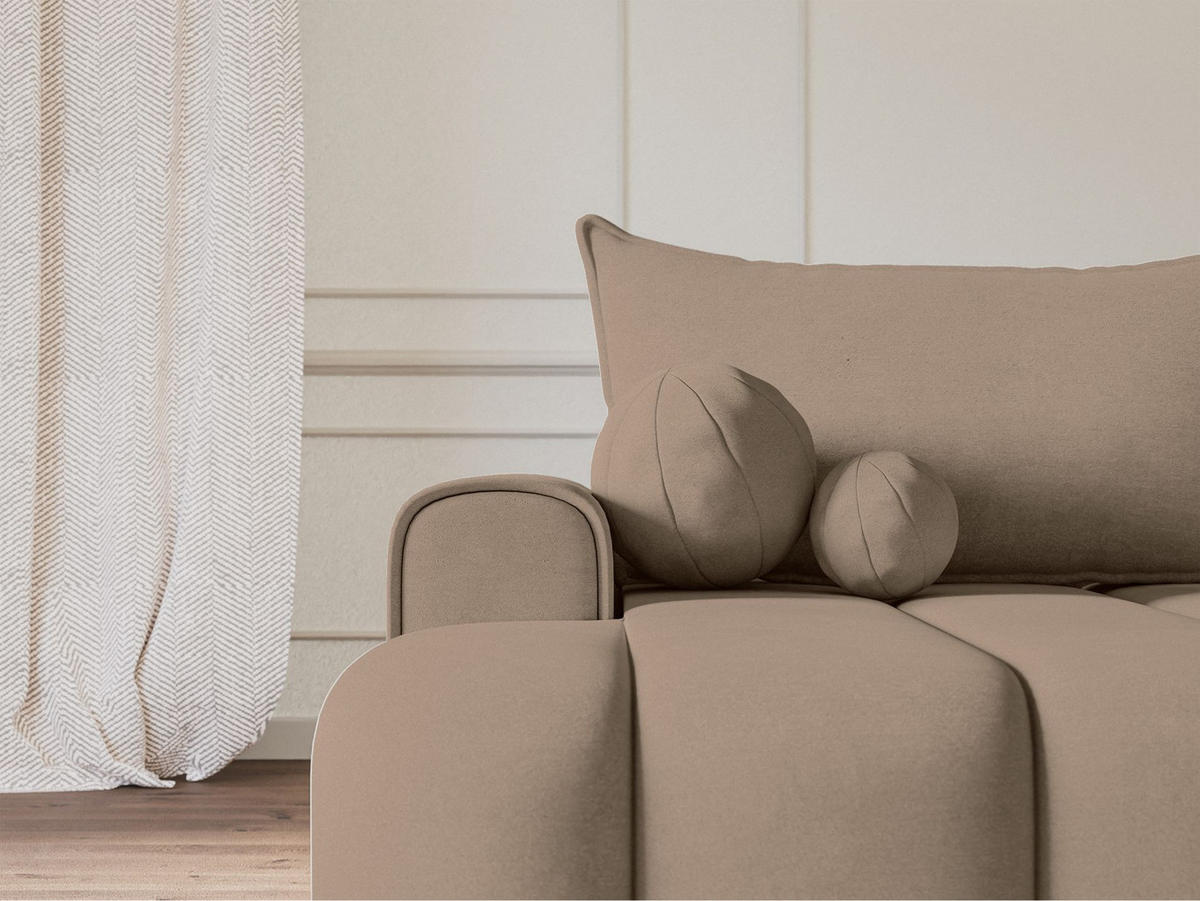 ECKSOFA Dandelino Dunkelbeige mit Samtbezug, links - Beige/Schwarz, Kunststoff/Textil (275/168cm) - Selsey