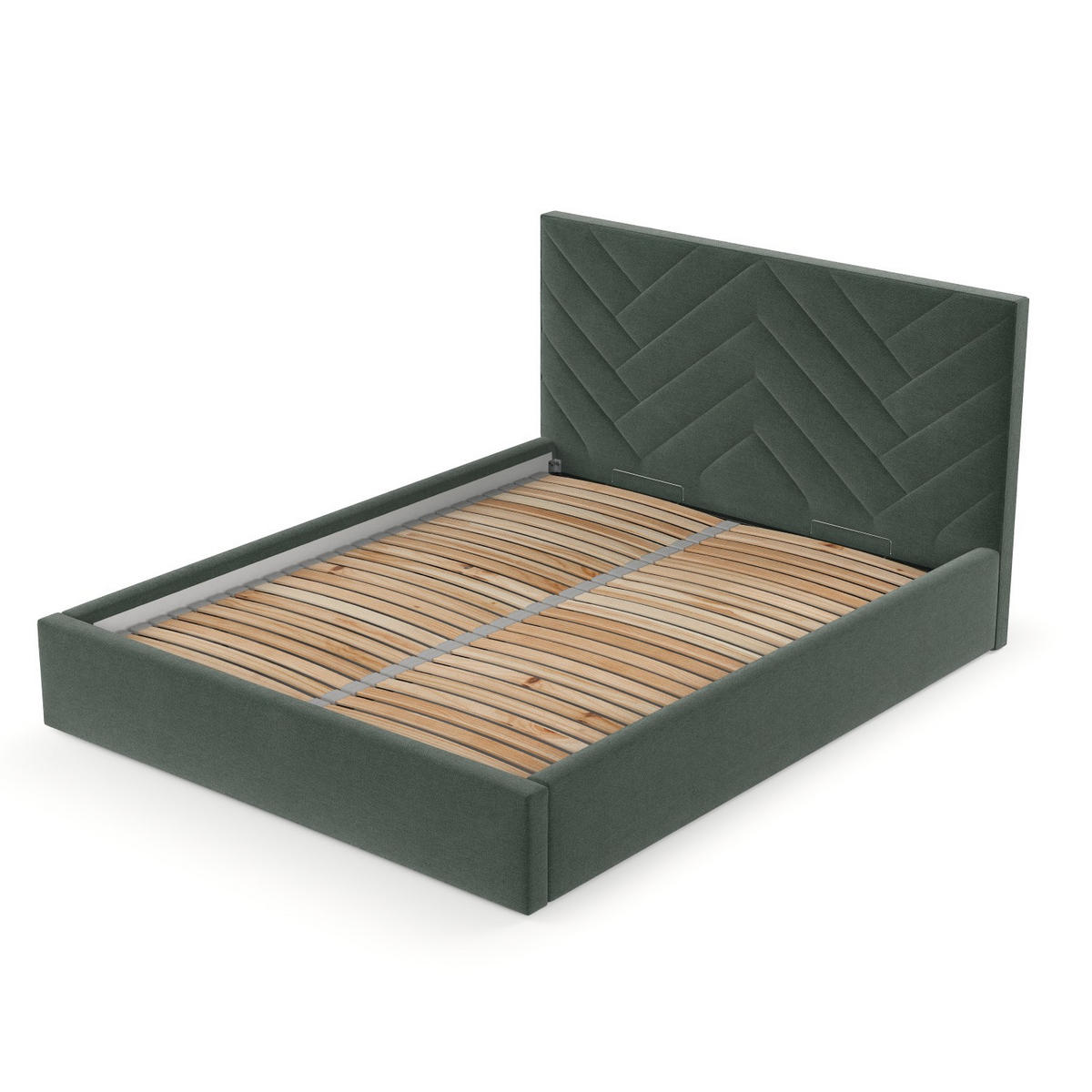 POLSTERBETT Arco 160/200 cm Grün im Asti Stoff - Schwarz/Naturfarben, Holz/Holzwerkstoff (160/200cm) - AltaBeds