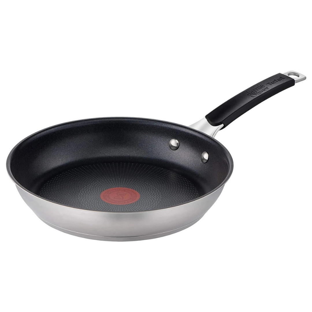 BRATPFANNE 24 cm Edelstahl Antihaft Induktion Schwarz für alle Herdarten - Silberfarben/Schwarz, Kunststoff/Metall (24cm) - Tefal