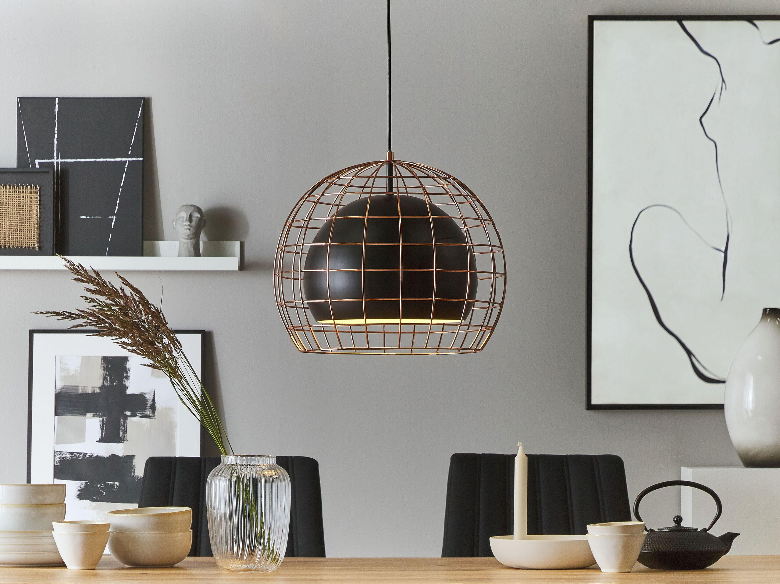 HÄNGELEUCHTE Liri 38/38/128 cm - Schwarz, Metall (38/31/128cm) - Beliani