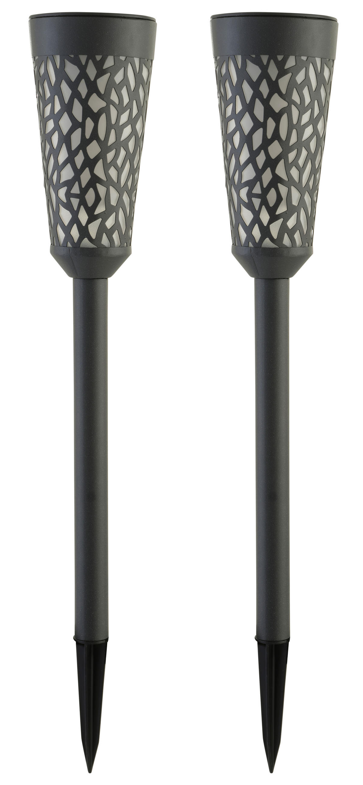 ERDSPIESSLEUCHTE 2er Set 9/9/56cm - Grau, Metall (56/9/9cm) - Luxform