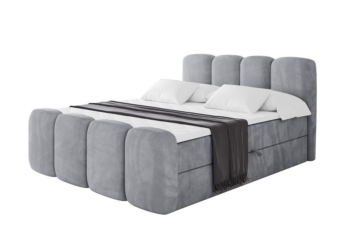 BOXBETT mit Matratze H4 und Lattenrost - NINA-Z - 160x200 cm - Hellgrau - Hellgrau, Holzwerkstoff (160/200cm)