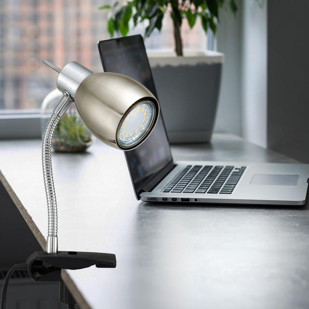 LED KLEMMLEUCHTE Flexo Metall Silber - Silberfarben, Metall (12/12/17.5cm) - Briloner