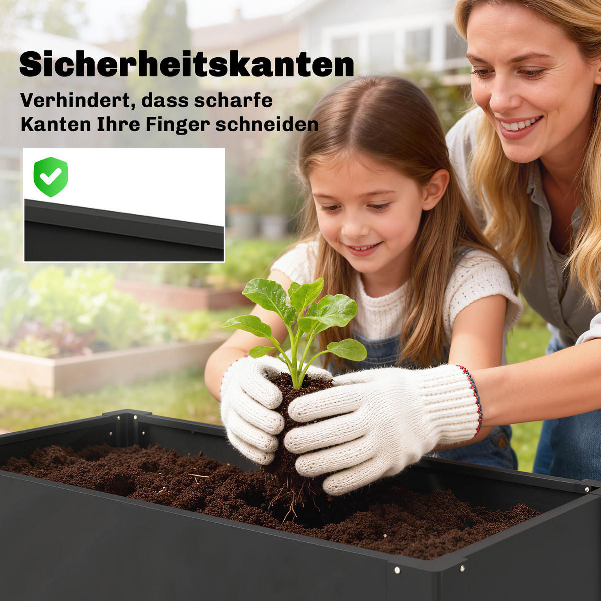 HOCHBEET Verzinkter-Stahl Schwarz - Schwarz, Metall (52/55/102cm) - Outsunny