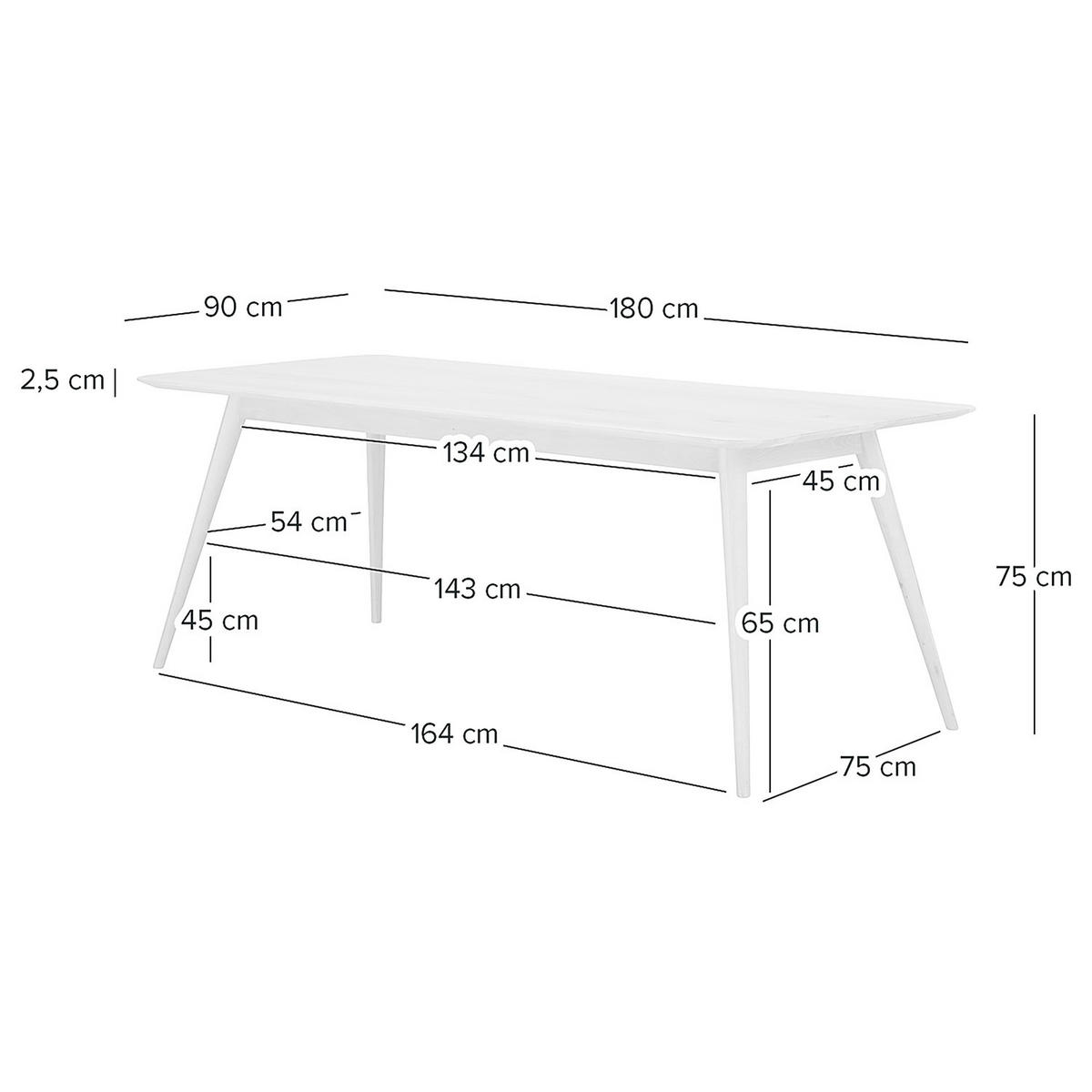 ESSTISCH - Massivholz - Eichefarben, Holz (90/180/75cm) - home24