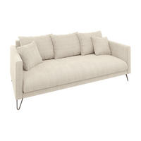 3-SITZER-SOFA Harmony Beige Chenille - Beige/Schwarz, Textil/Metall (200/85/100cm) - S-Style Möbel