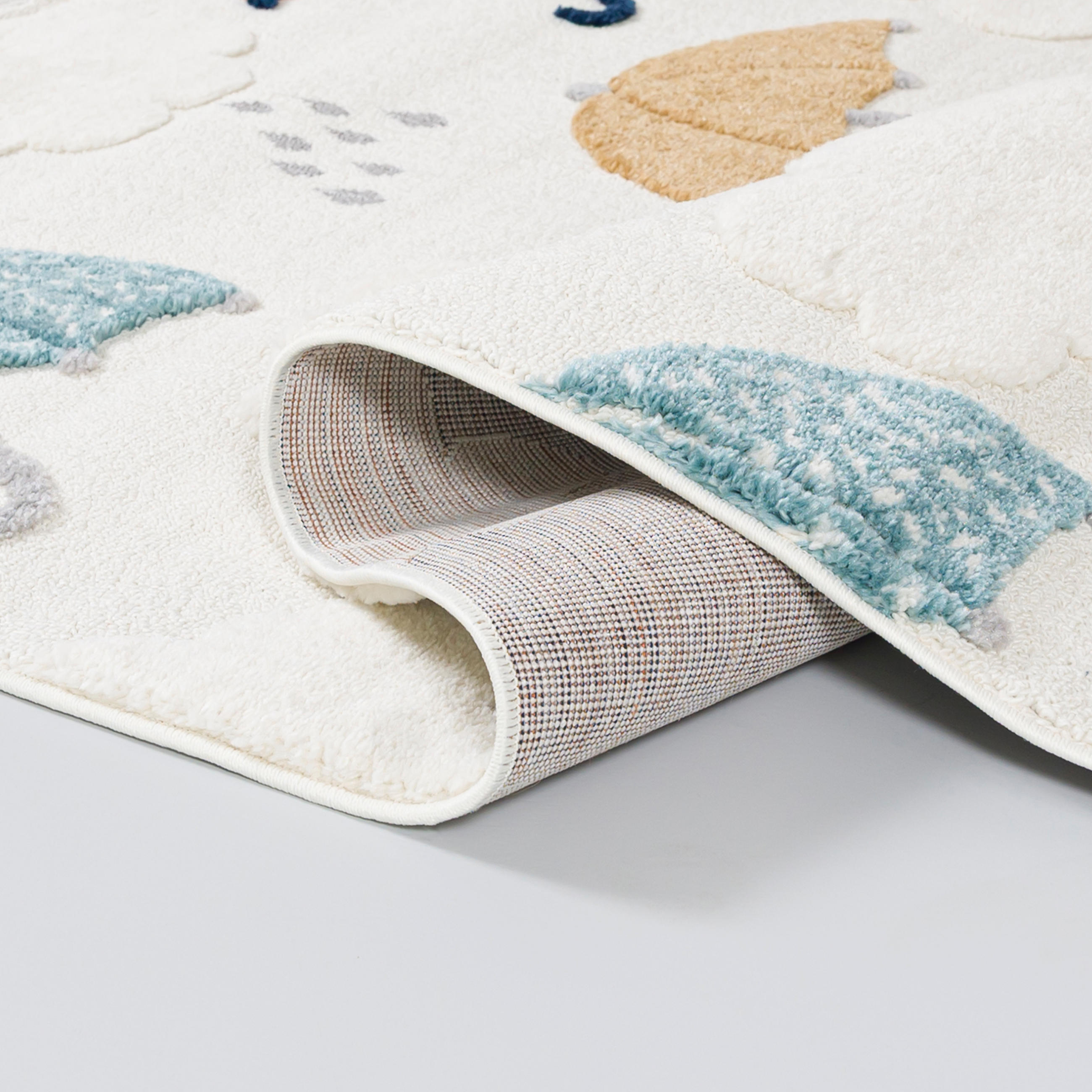 KINDERTEPPICH Beige Regenschirm - Mittelflor Rechteckig Weich 160 x 230 cm - Multicolor/Grau, Textil (160/230cm) - Mazovia