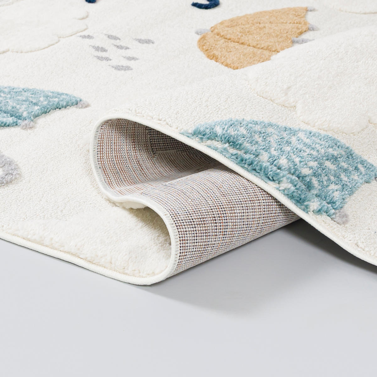 KINDERTEPPICH Beige Regenschirm - Mittelflor Rechteckig Weich 120 x 170 cm - Multicolor/Grau, Textil (120/170cm) - Mazovia