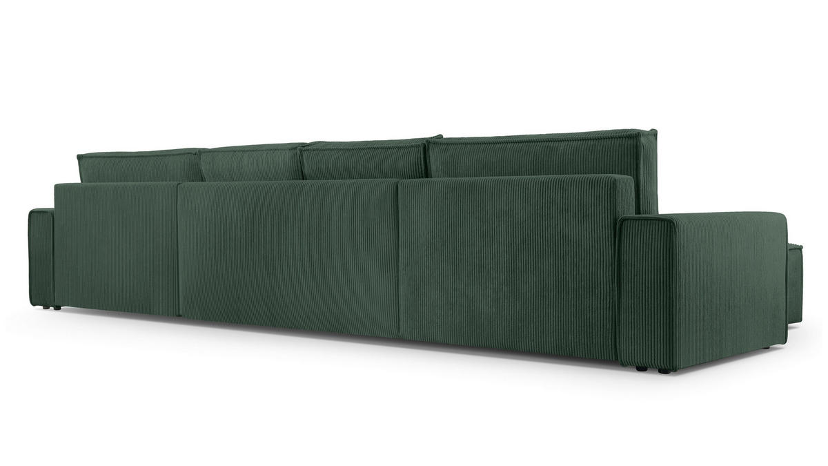 WOHNLANDSCHAFT Cedria Grün 389/145/85 cm mit Schlaffunktion - Dunkelgrün/Schwarz, Kunststoff/Textil (389/85/145cm) - AX Living