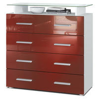 KOMMODE Pavos Bordeaux Hochglanz - Bordeaux, Holzwerkstoff (76/81/35cm) - Vladon