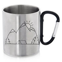 EDELSTAHL-REISEBECHER KARABINER BERG, Edelstahl, silber, 350 ml - Multicolor, Metall (0.35L) - Orion 