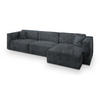 ECKSOFA TOLMO Grau Kordstoff mit Schlaffunktion - Grau, Holz (347/148cm) - MASSENO