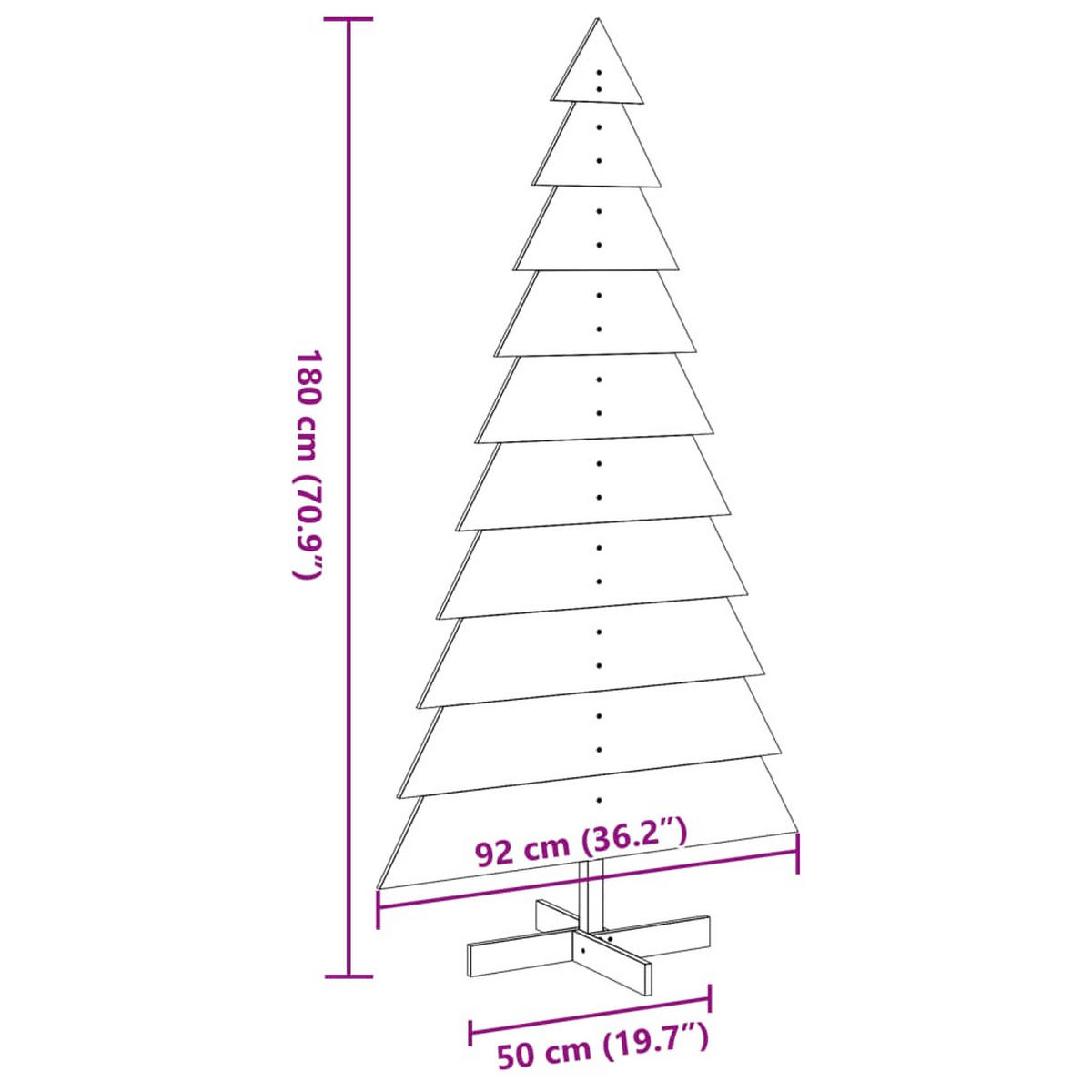 WEIHNACHTSBAUM Holz 92/50/180 Cm Braun Massivholz Kiefer - Braun, Holz (180cm) - vidaXL