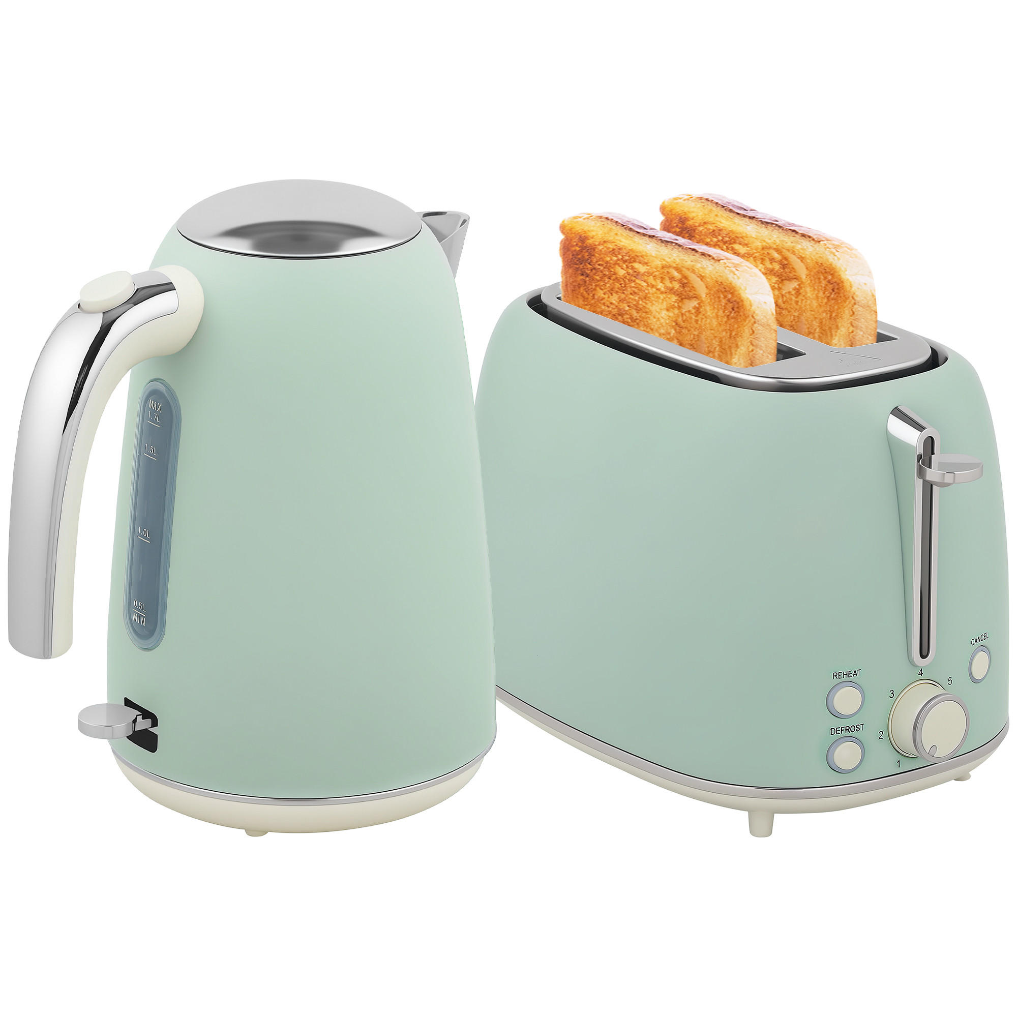 WASSERKOCHER-TOASTER-SET DE-17459 Grün - Grün, Metall (15.6/24.2/21.5cm) - ComfortXL