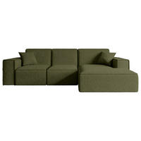 ECKSOFA Ottomane Rechts SERRA-L - 266x165x73 cm Grün Bouclé - Schwarz/Grün, Holzwerkstoff/Kunststoff (266/165cm) - ALTDECOR