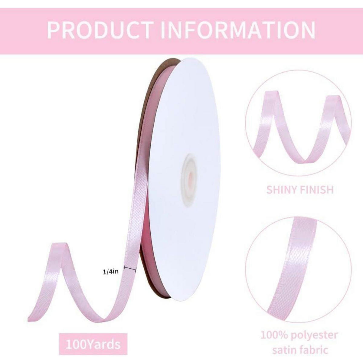 SATINBAND Babyrosa 0,6 cm x 91 m - Rosa, Textil (10.2/0.1/254cm)