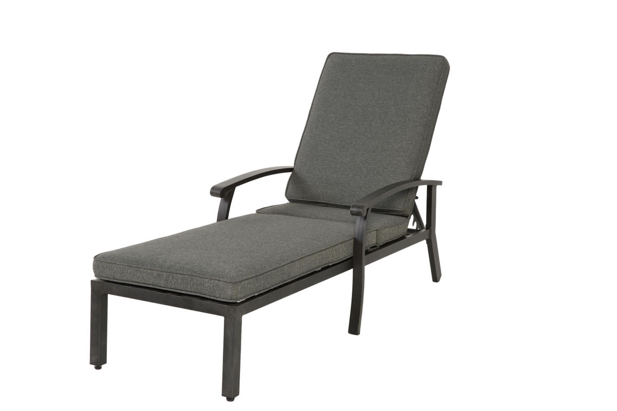 LOUNGE STUHL Patio Stuhl mit Baumwollkissen Grau - Grau, Metall (58/100/204cm) - ComfortXL