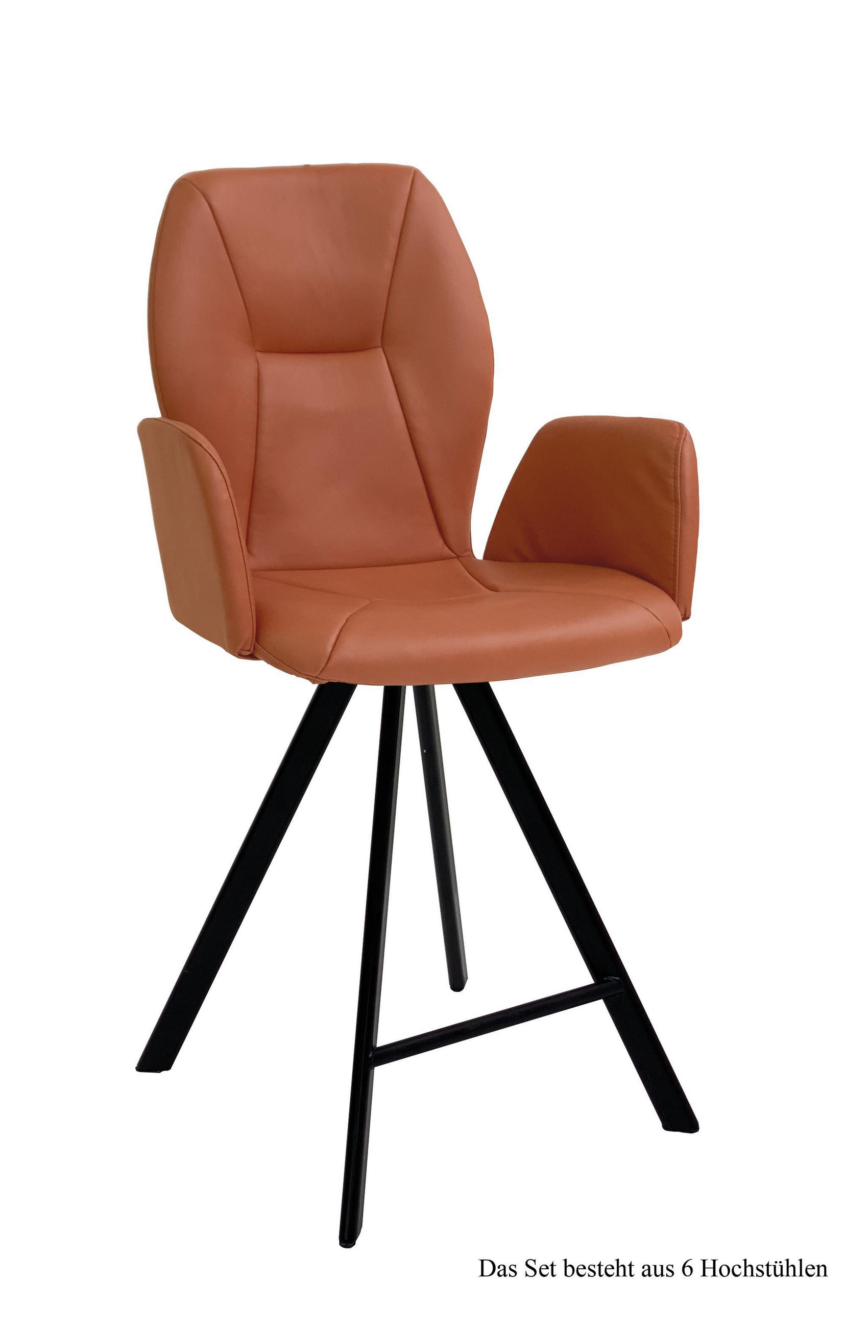 THEKENSTUHL drehbar (6er-Set) Diarria 58x109x60 Schwarz/Cognac - Cognac/Schwarz, Kunststoff (60/109/58cm) - 58aufmkessel