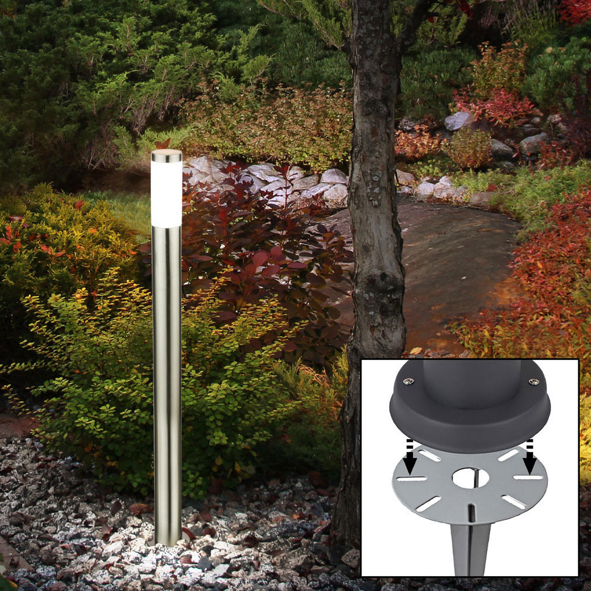 LED STEHLEUCHTE Edelstahl Silber 2er Set - Silberfarben, Metall (7.6/7.6/110cm)
