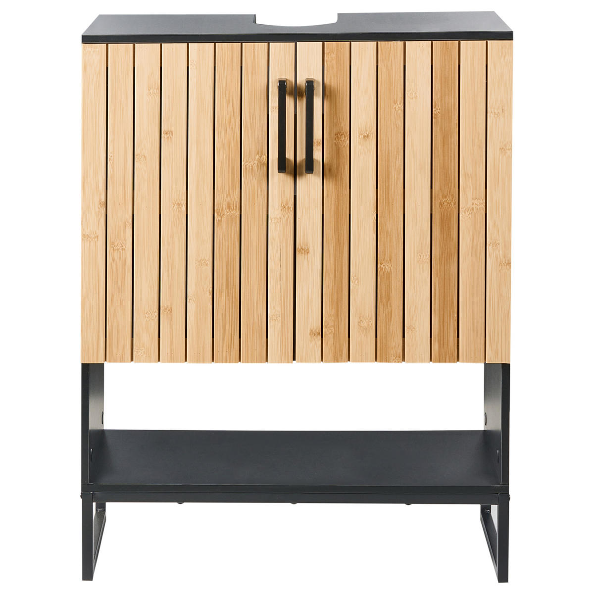 WASCHBECKENUNTERSCHRANK Bambus 60 cm Hellbraun Miscanti - Hellbraun, Holz (60/80/30cm) - Beliani