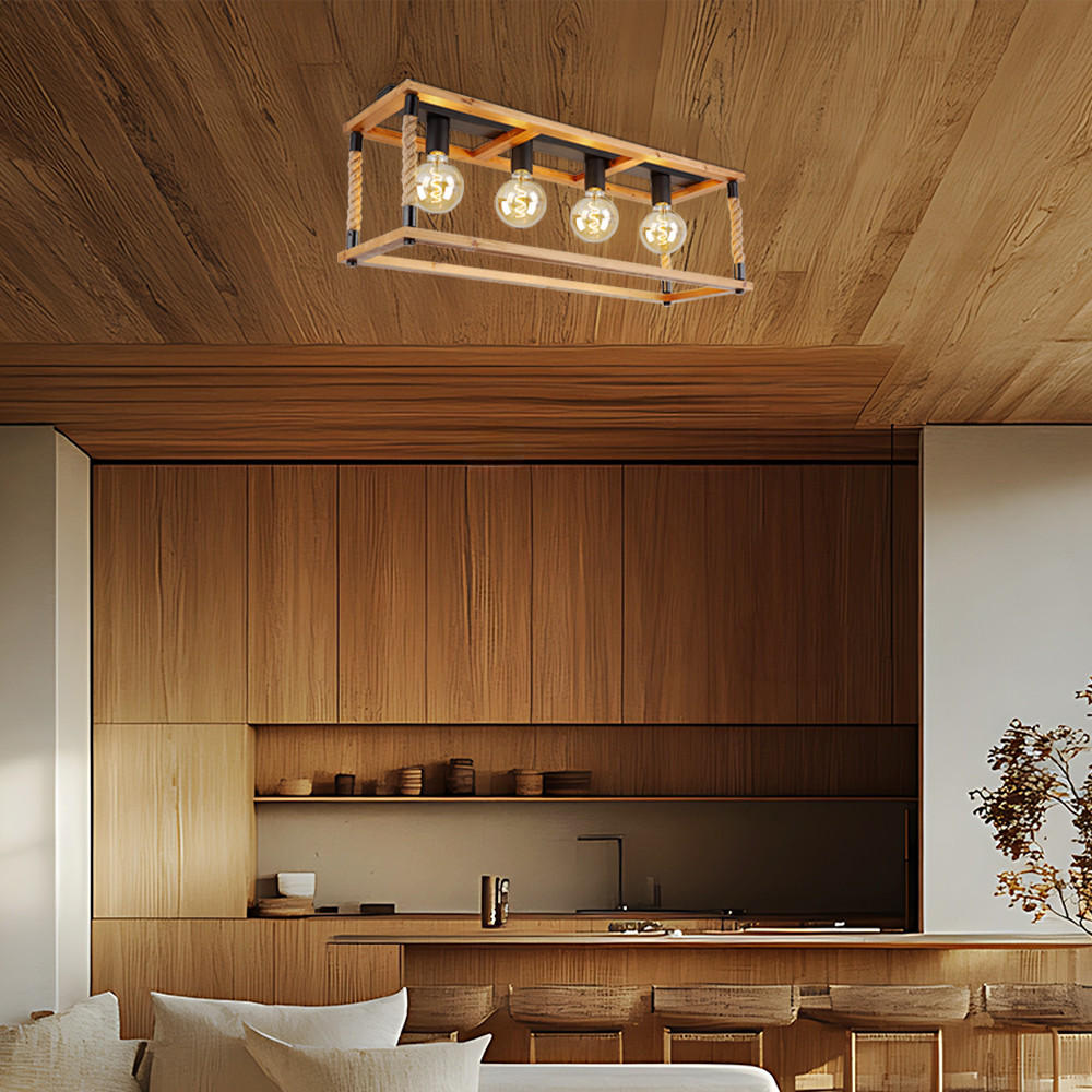 DECKENLEUCHTE VERNON Holzoptik Braun - Braun, Holz (75/25/31cm) - Globo Lighting