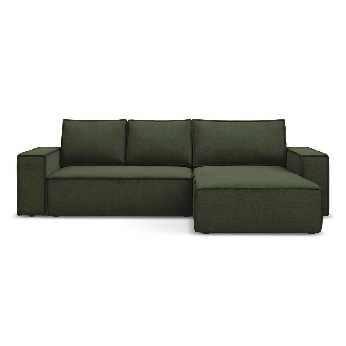 ECKSOFA mit Schlaffunktion Strukturstoff Stoff Grün - Schwarz/Olivgrün, Kunststoff/Textil (290/185cm) - LaMiaSofa
