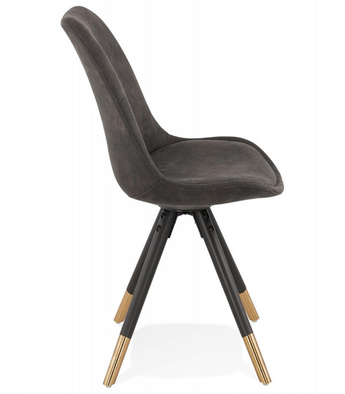 STUHL Holzgestell mit Goldakzenten Mikrofaserbezug gepolstert, Anthrazit 48x56x83 cm - Anthrazit/Schwarz, Holz/Buchenholz (48/83/56cm) - KADIMA DESIGN