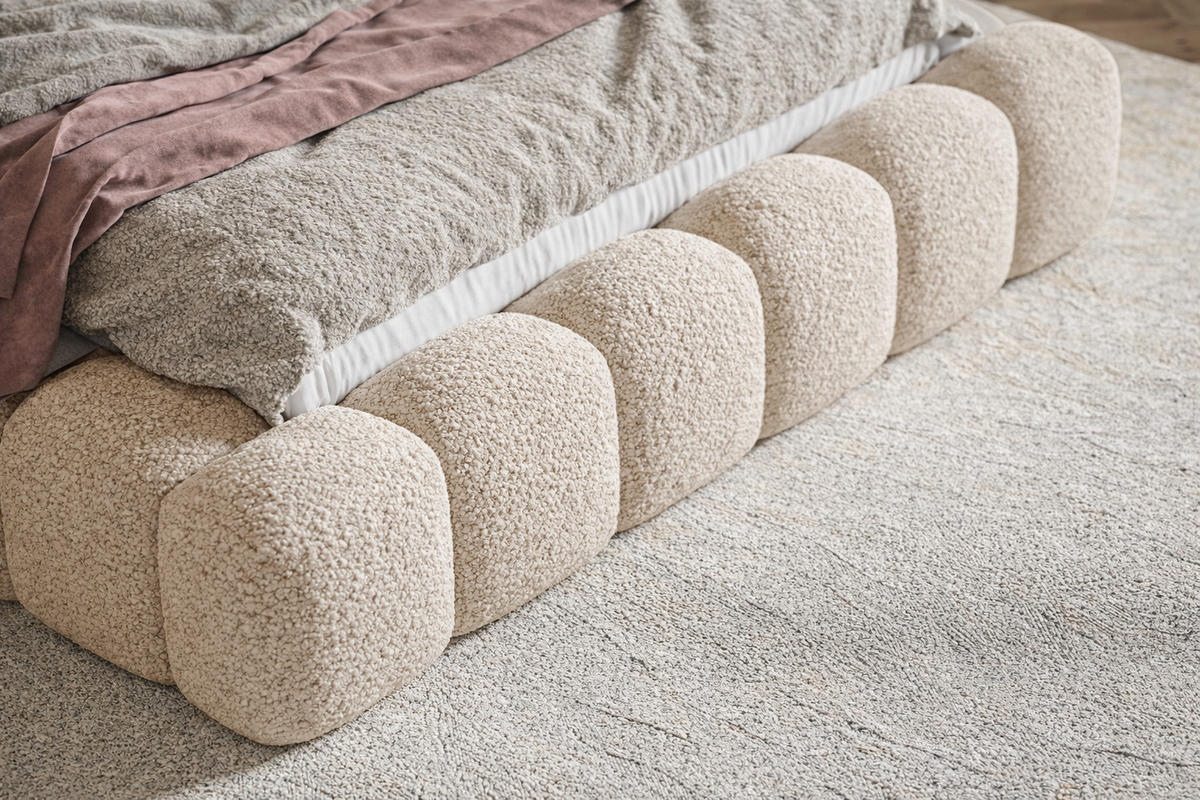 POLSTERBETT 180x200 Madeno mit Bettkasten, Boucle, Beige - Beige, Holz/Textil (180/200cm) - Emporius