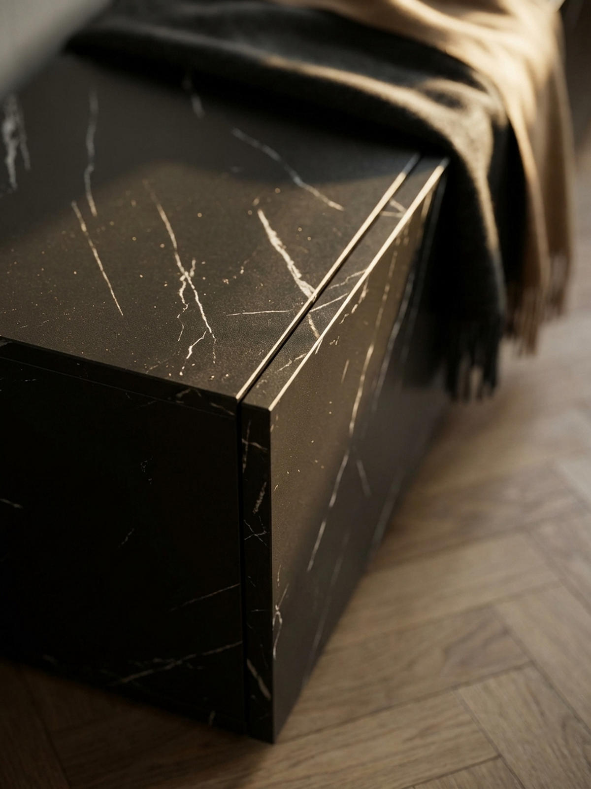 TV-LOWBOARD hängend, Marmor-Optik, Klapptüren, modern, Schwarz 120x30x30 cm - Schwarz, Metall (120/30/30cm) - KADIMA DESIGN