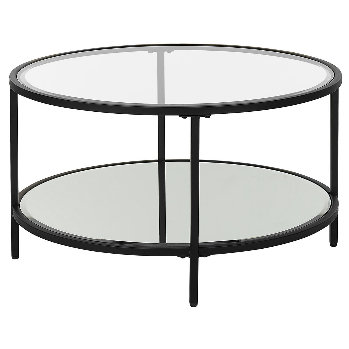 COUCHTISCH Glas/Metall schwarz 70 cm Birney - Transparent/Schwarz, Glas (70/70/40cm) - Beliani