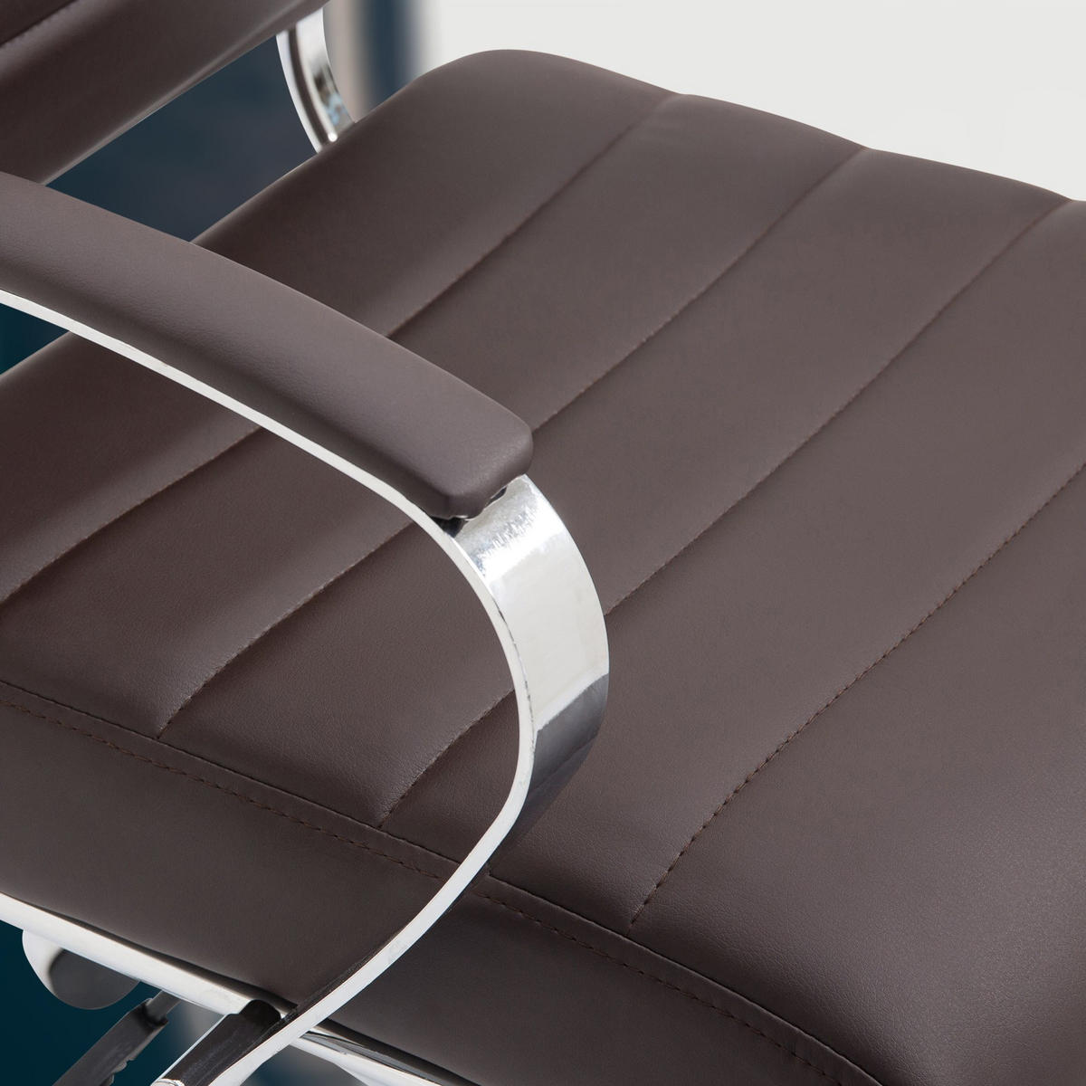 DREHSTUHL Lederlook braun - Chromfarben/Braun, Leder/Textil (57/90/62cm) - CLP