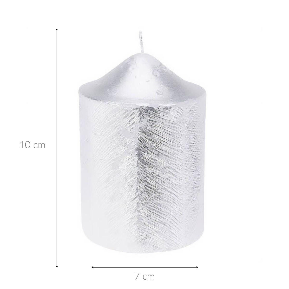 DEKORATIVE KERZE Metallmuster 7/10 cm - Silberfarben, Paraffin (7/10/7cm) - Home Styling Collection