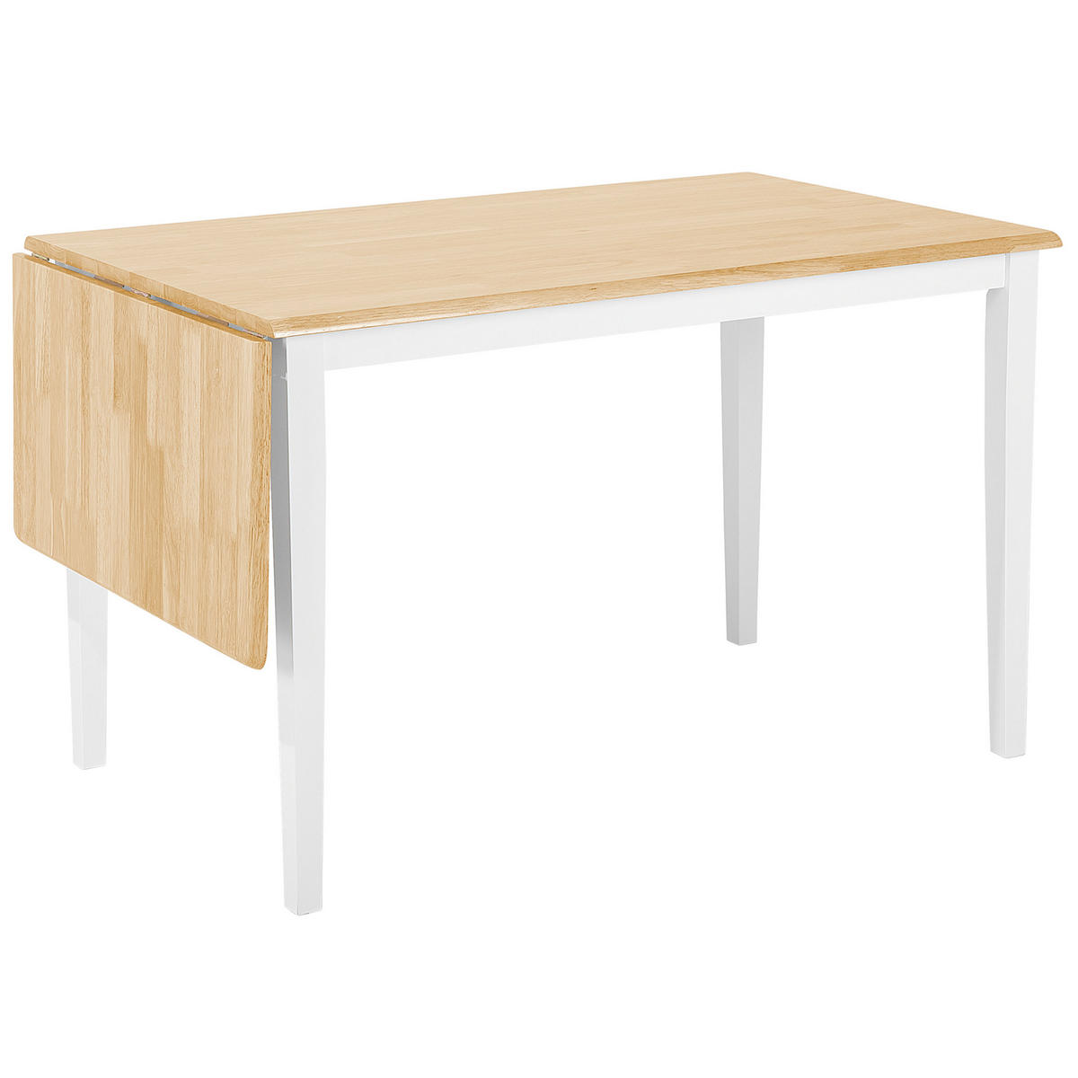 ESSZIMMERTISCH 120-160/75/74 cm Weiß, Hellbraun Rechteckig Louisiana - Weiß, Holz (160/75/74cm) - Beliani
