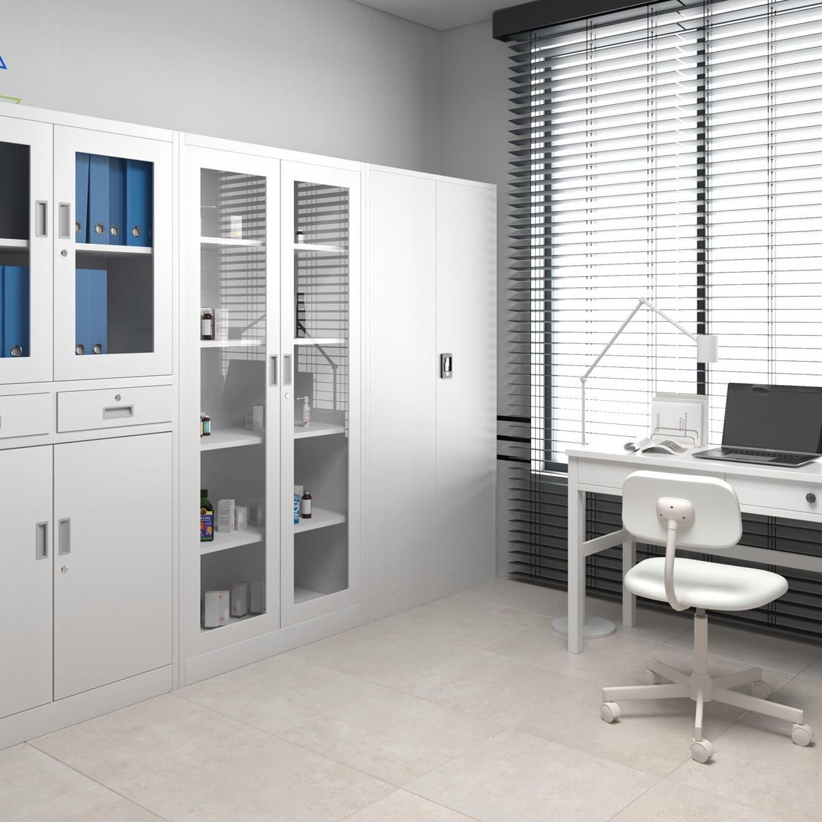 VITRINENSCHRANK Amelia - Weiß, Metall (90/185/40cm) - Jan Nowak