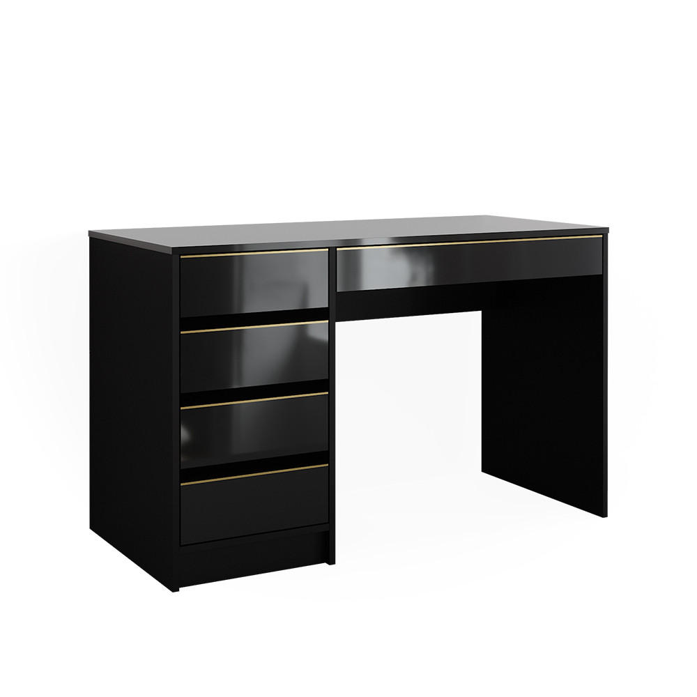 SCHMINKTISCH Sherry Schwarz/Gold 120 cm ohne Spiegel - Goldfarben/Schwarz, Holzwerkstoff (120/55/75cm) - Vicco