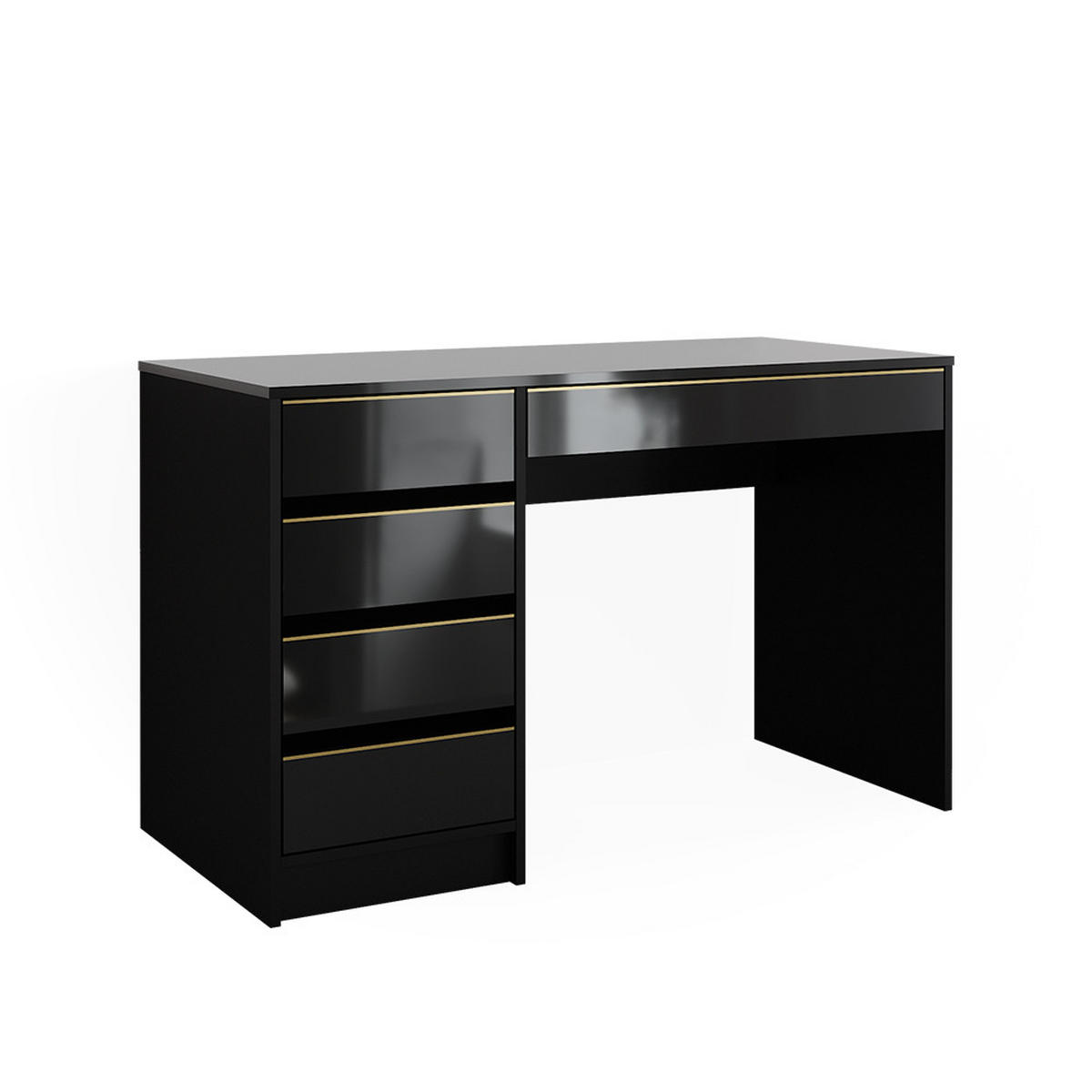 SCHREIBTISCH Sherry Schwarz/Gold 120 cm - Goldfarben/Schwarz, Holzwerkstoff (120/55/75cm) - Vicco