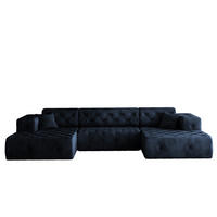 ECKSOFA LUX U-Form, Gesteppt, Stoff Whisper, Blau - Ecru, Holz/Textil (350/171cm) - Kaiser Möbel