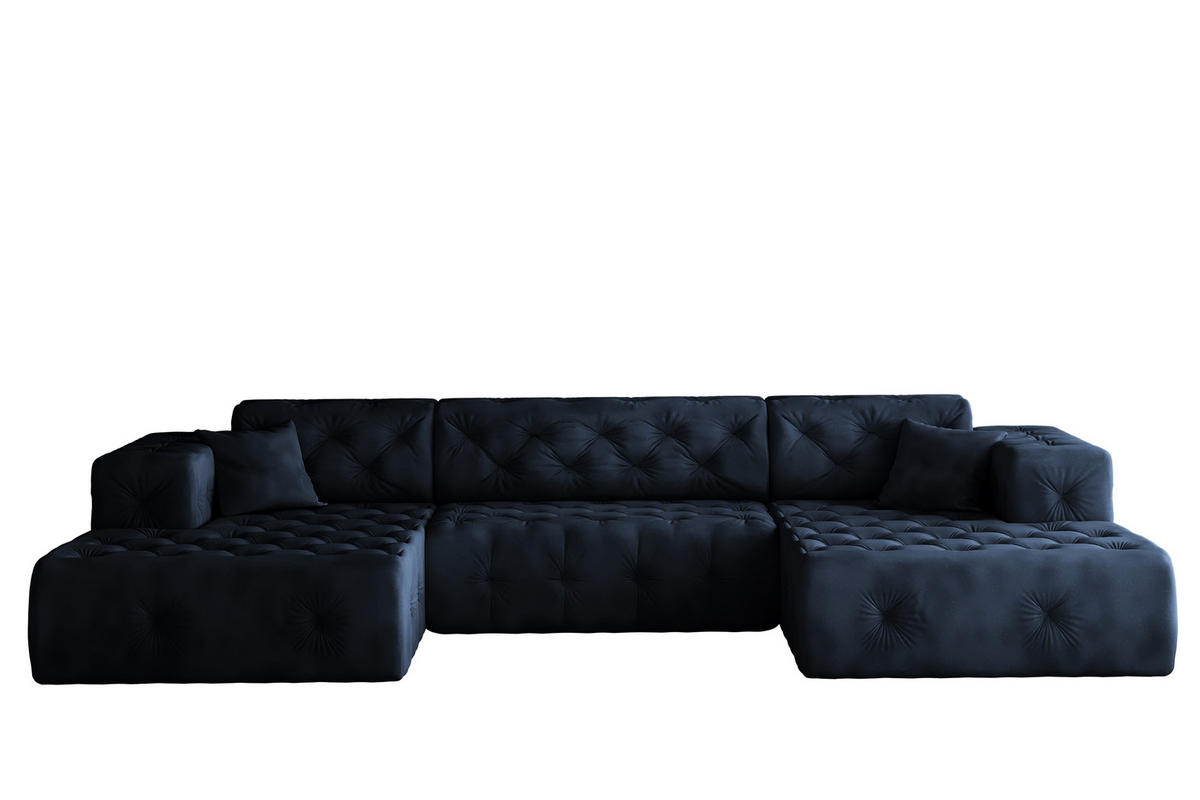 ECKSOFA LUX U-Form, Gesteppt, Stoff Whisper, Blau - Ecru, Holz/Textil (350/171cm) - Kaiser Möbel