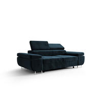 SCHLAFSOFA PRAGA 2, Sofa mit Schlaffunktion, Farbe: Blau, Velourstoff - Blau, Textil (208/90/100cm) - O-Sofa