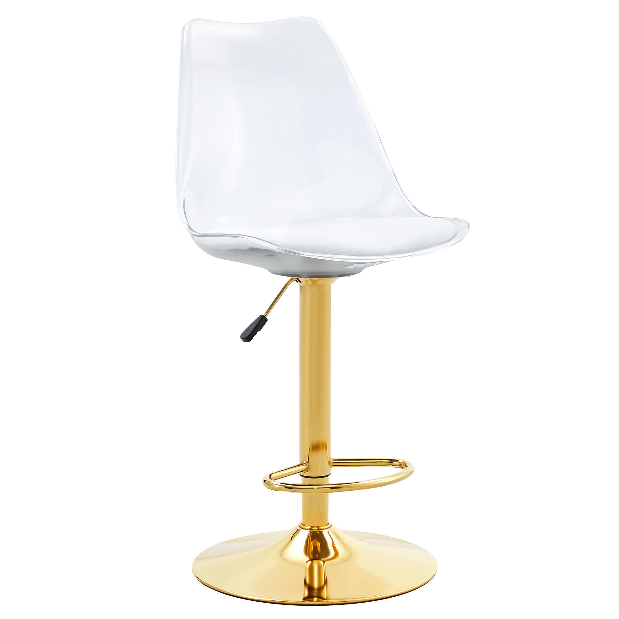 BARHOCKER DE-36523 2er Set höhenverstellbar mit PU-Sitz Transparent - Goldfarben, Metall (53.3/120/45.7cm) - ComfortXL