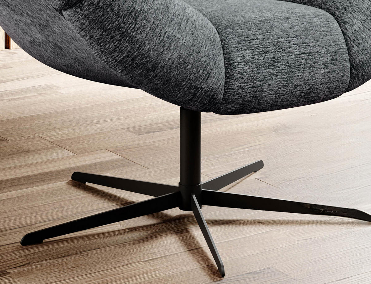 SESSEL SENSI Relaxstuhl mit 360° Drehung und Schwingfunktion – Lux-Schaumkissen, Dunkelgrau, 104x46x119 cm - Anthrazit/Schwarz, Holz/Textil (104/119/84cm) - DomoHome