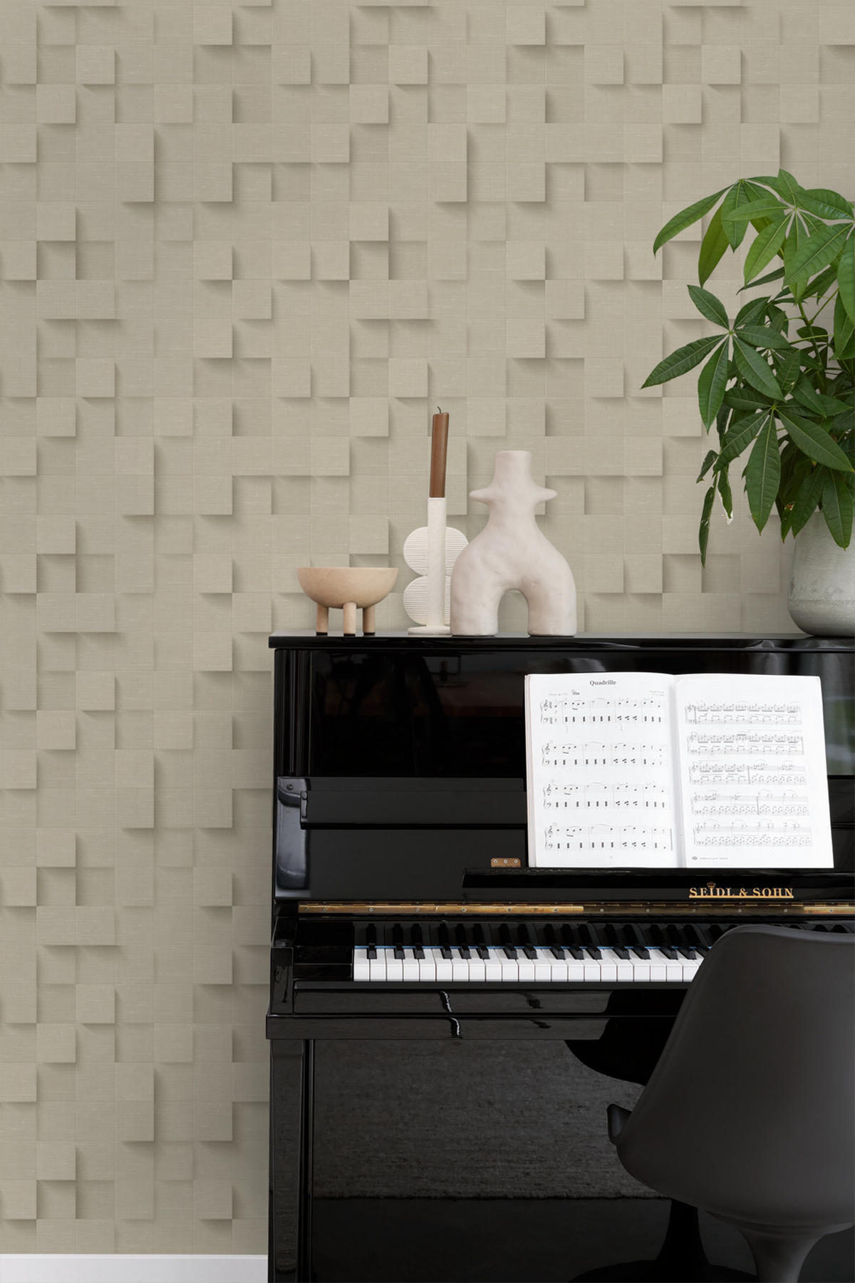 TAPETE 3D-Würfel 50 x 900 cm - Beige, Papier (50/900cm) - Origin Wallcoverings