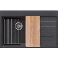 SPÜLBECKEN Sydney, 2-er set Anthrazit 78/50 cm 1 Becken + Ablauf-Set + Küchenzubehörset ab 50er Unterschrank - Chromfarben/Anthrazit, Kunststoff (78/20/50cm) - Primagran