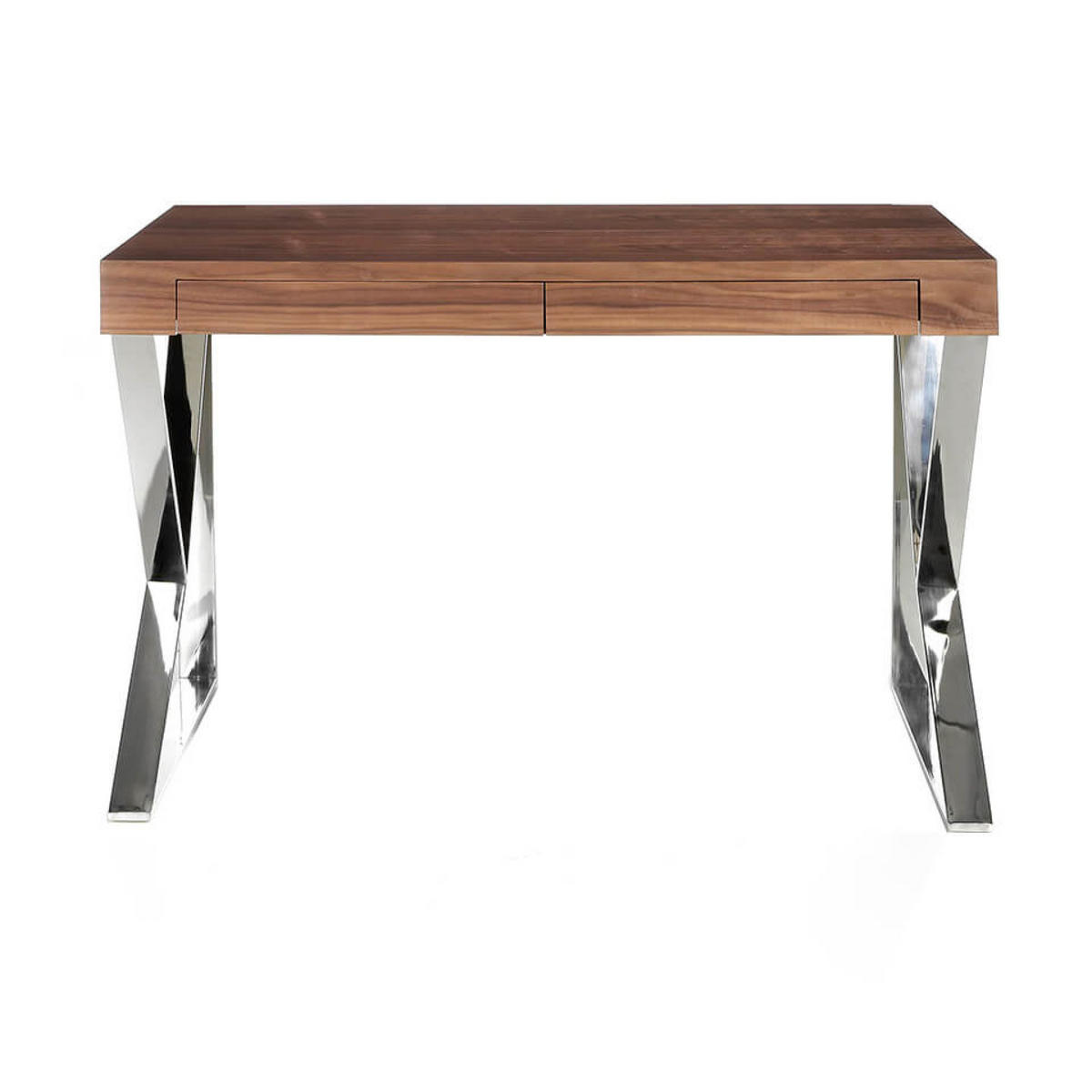 SCHREIBTISCH Rechteckig Walnuss Stahl 120/61/76 cm - Edelstahlfarben/Walnussfarben, Holz/Metall (61/120/76cm) - ANGEL CERDA